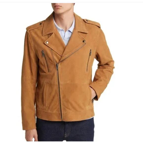 Open Edit Other - Open Edit Leather Suede Moto Biker Jacket Mens Size XL Camel Coat Spring Brown